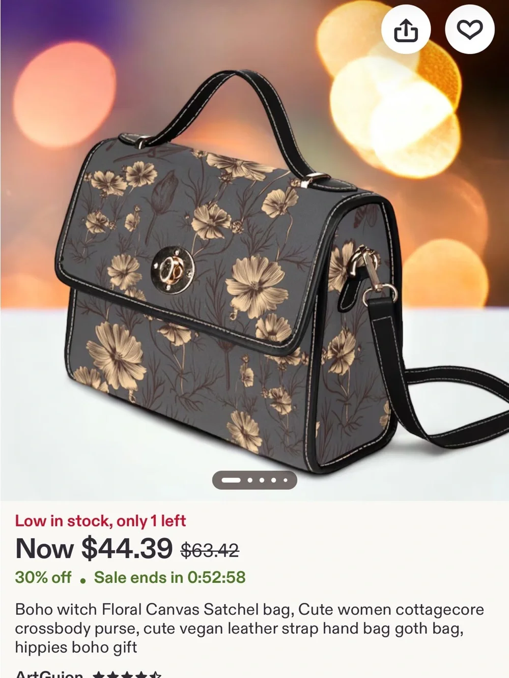 Women's Brown butterfly Floral Embroidered Crossbody Bag